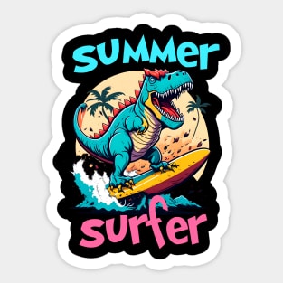 Summer Dinosaur Surfer Funny Sticker